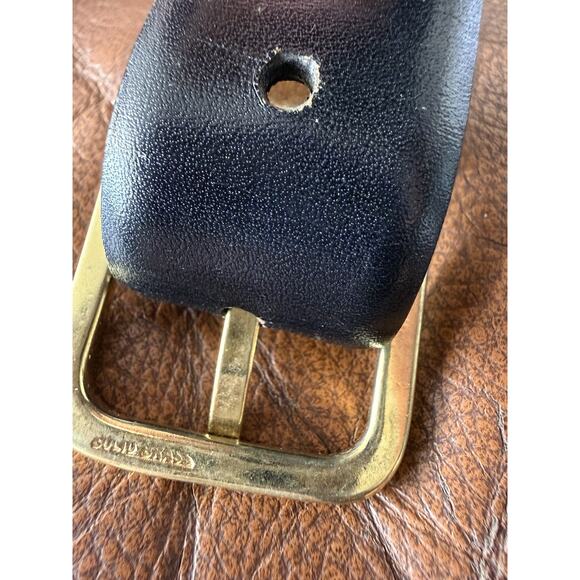 Vintage YSL Gold Belt Buckle Black Brown Belt Size S Brass - Picture 10 of 10
